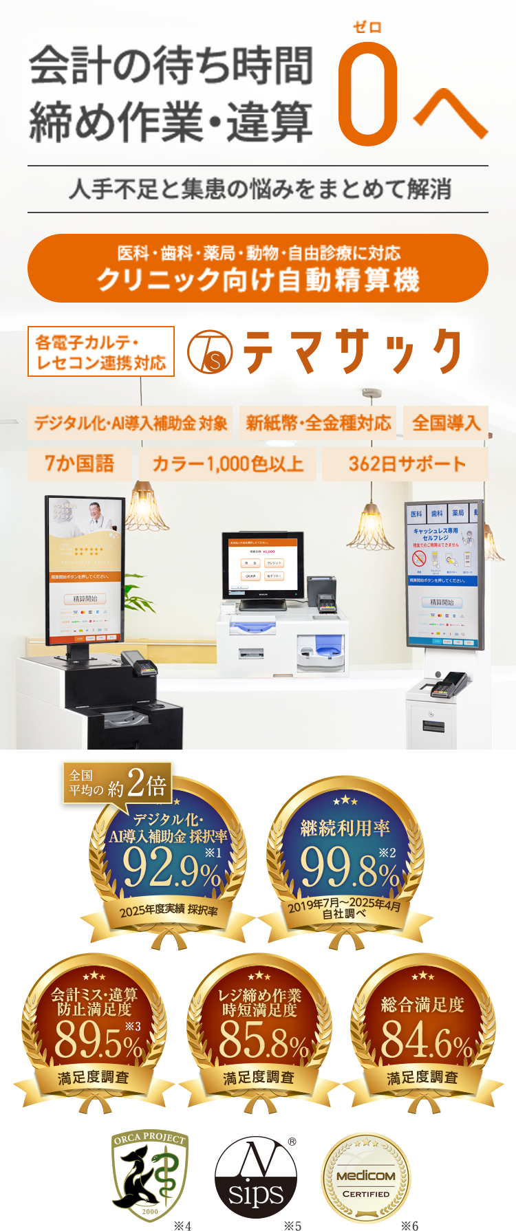 公式】クリニック自動精算機テマサックPro｜医科・歯科・薬局・動物